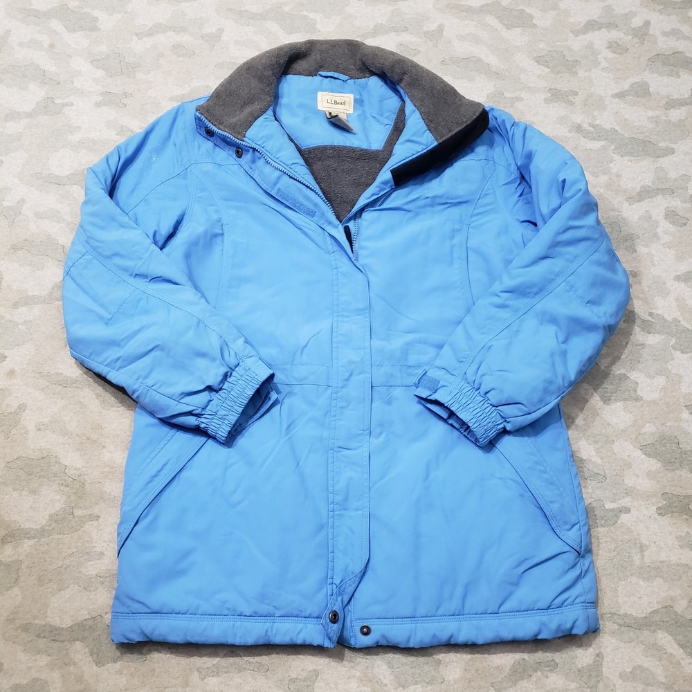 L.L. Bean Jacket  Women Medium Blue Insulated Winter Fleece Lined Full Zip